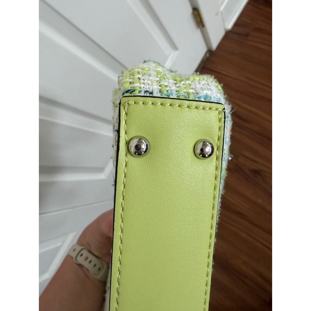 Guess Cessily Tweed Chain 2-Way Shoulder Bag In Lime Multi View 6